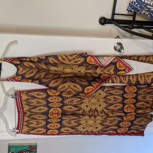 Zara scarf shirt and wide leg pants